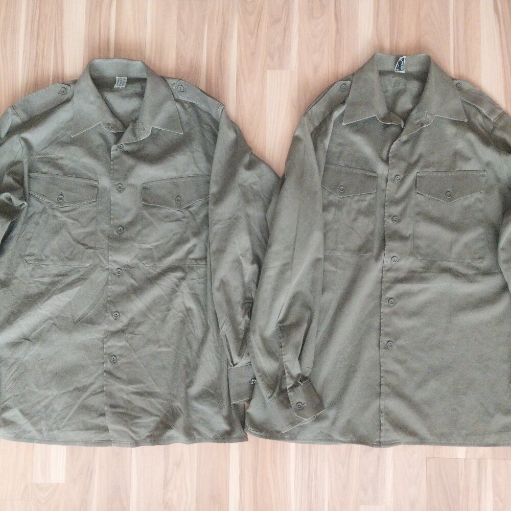Austrian Military Two Lightweight Field Shirts Size 41 Medium WITH REPAIRS